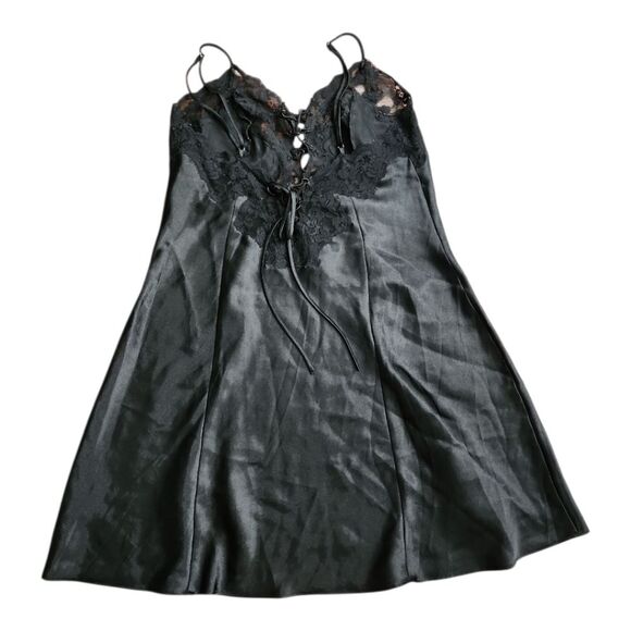 Vintage Fredrick's of Hollywood Black Negligee Nightgown Lace trimmed Size Large - Picture 11 of 11